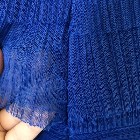 BCBGMAXAZRIA Briana Blue Sapphire Pleated Cocktail Dress Women’s Size 12 BCBG - Picture 7 of 11